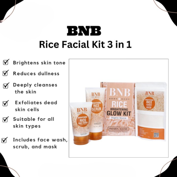 3 In 1 Bnb Whitening Rice Extract Bright & Glow Kit | Best Quality Glow Kit