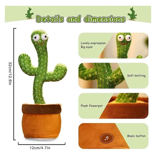 Portable Rechargeable Dancing Cactus Toy Funny Education Toys For Babies